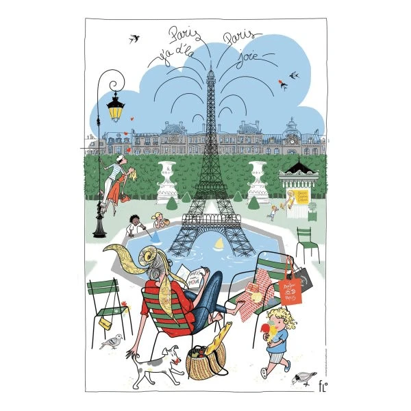 Torchons & Bouchons Tea Towel Parisian Garden