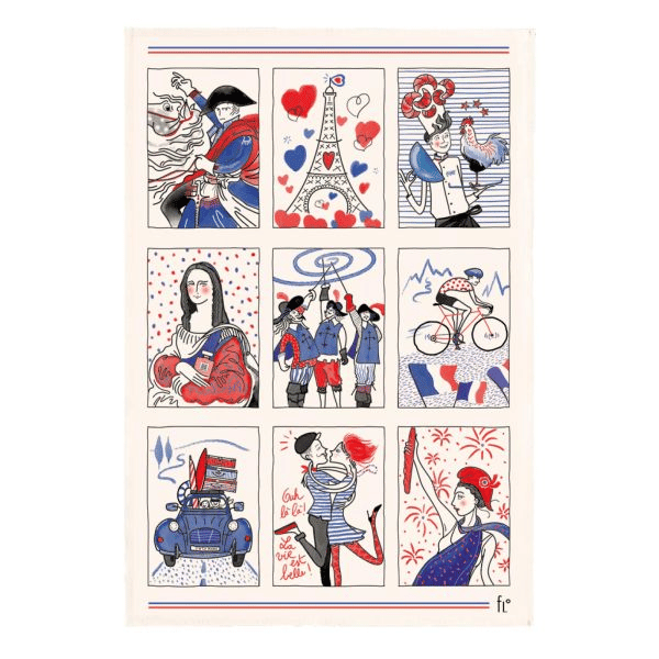 Torchons & Bouchons Tea Towel French Symbols