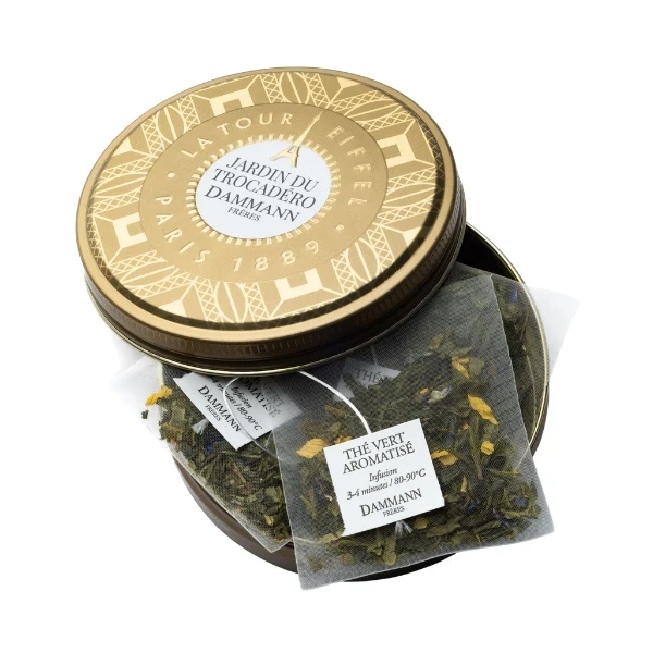 Jardin du Trocadero Tin - Green Tea (Strawberry, Rhubarb) 6 Tea Bags .42oz