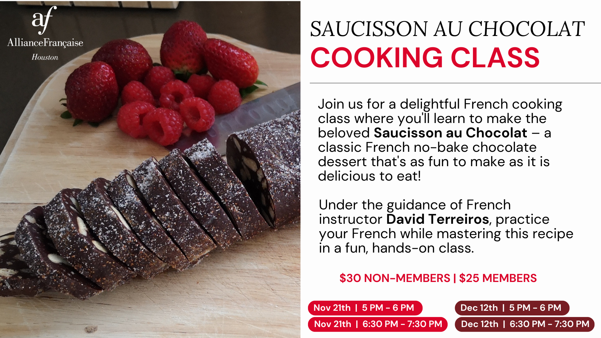 Cooking class - Saucisson au chocolat