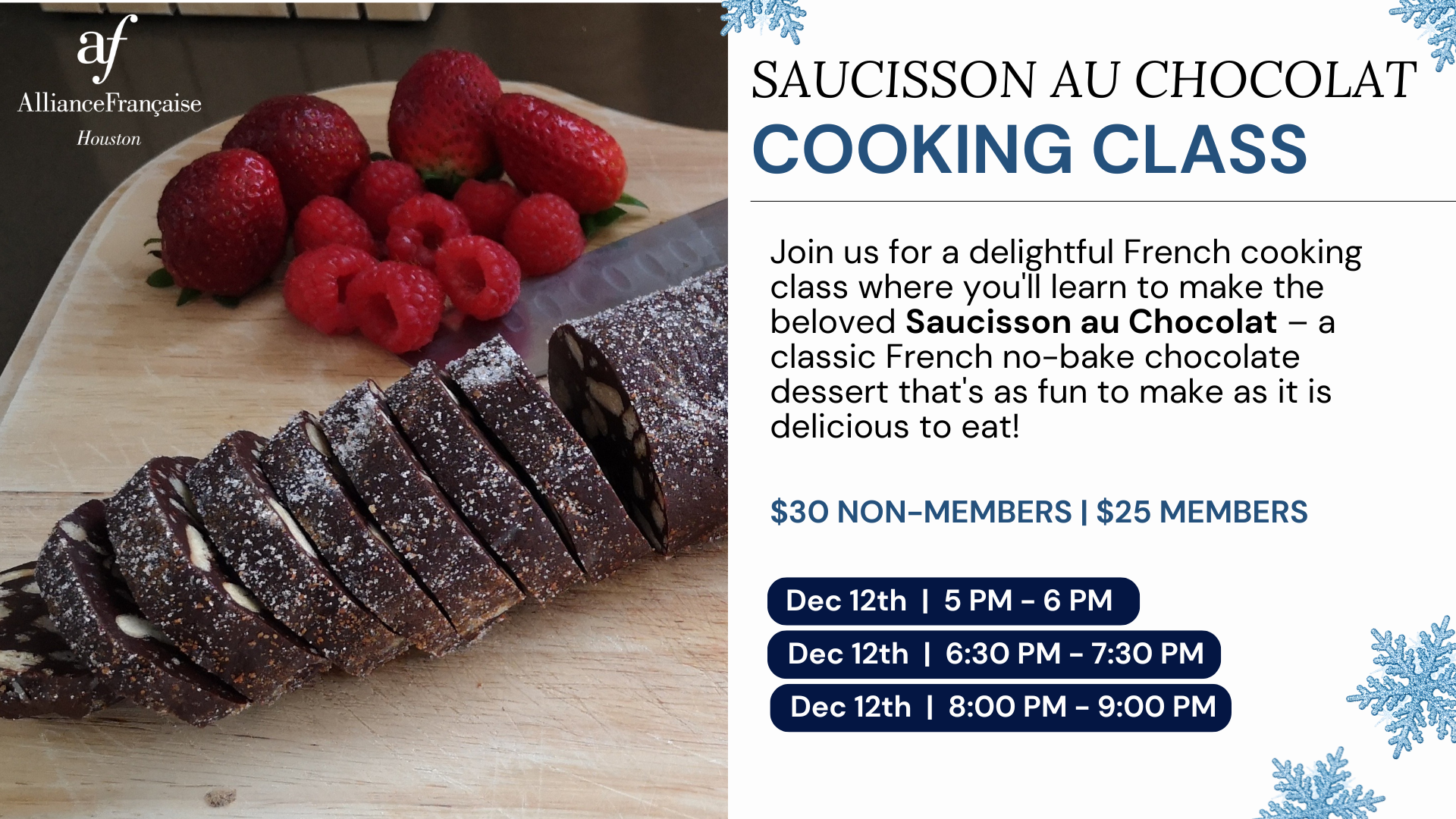 Cooking class - Saucisson au chocolat - 8 PM - 9 PM